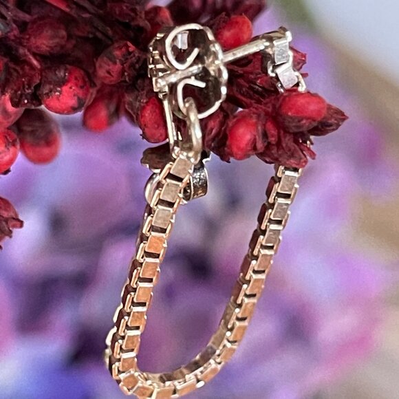 Sterling Silver Box Chain Dangle Earrings-NEW - Picture 14 of 15